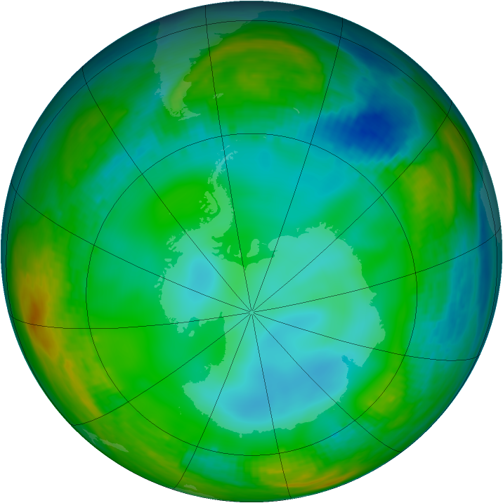 Antarctic ozone map for 30 June 1982